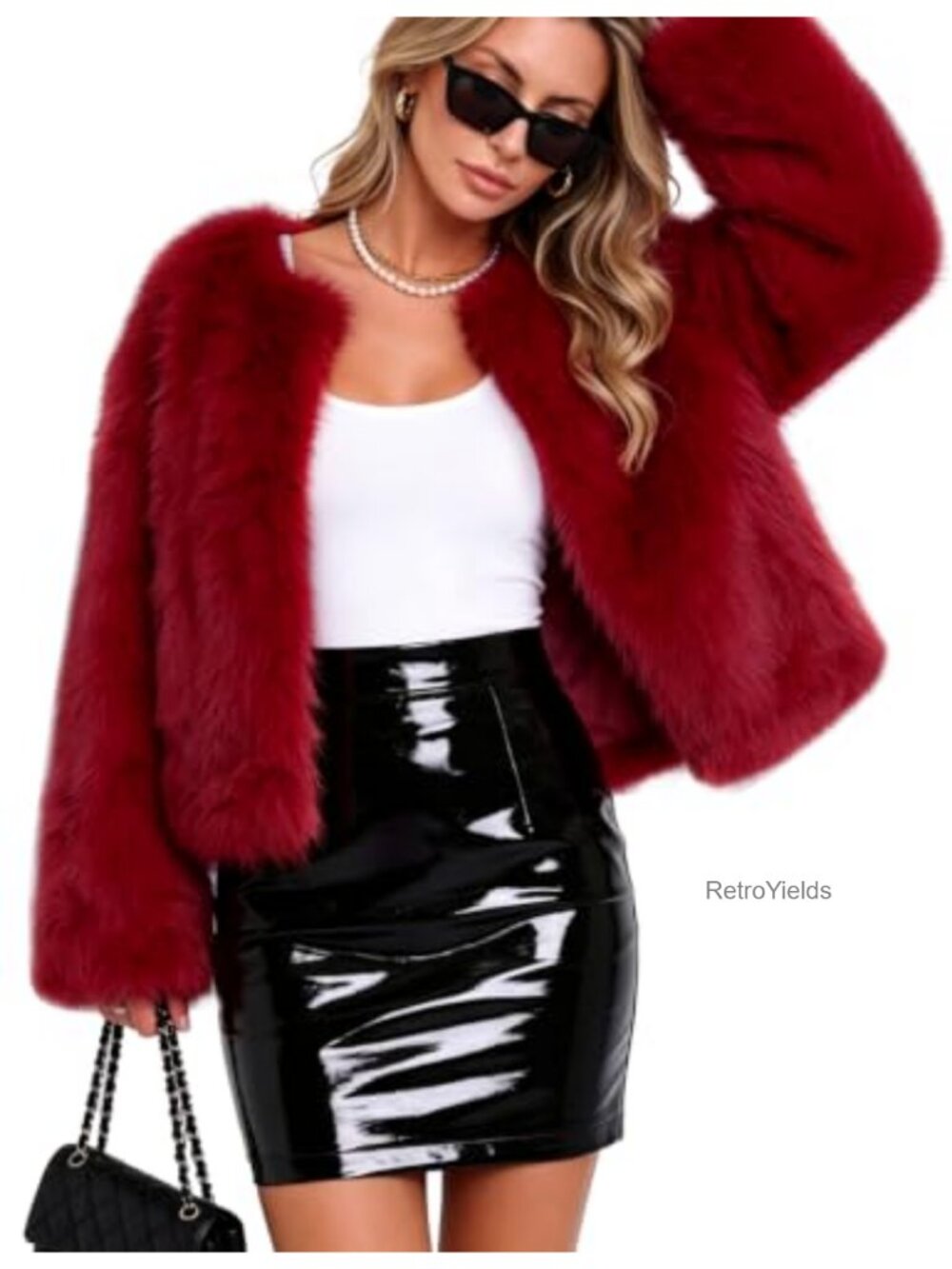 Faux Fur Coat Womens Cropped Fluffy Shaggy Jacket Winter Warm